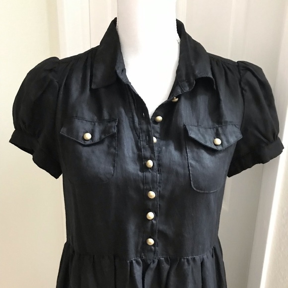 French Connection Linen Button Front Dress Sz 6 - Picture 2 of 7